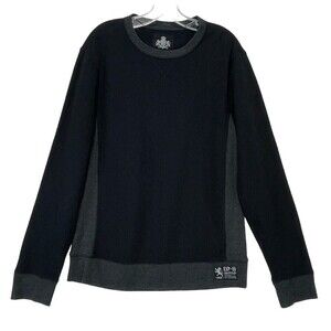Express Mens Sweater Size M Black Gray Knit Sweatshirt Fleece Crew Neck